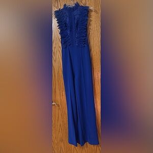 Elegant Blue Lace Jumpsuit Size S-M Tall No Tag